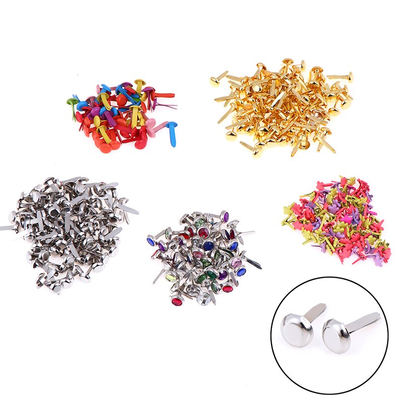 50/100 pièces fer bricolage rond en métal Mini Brads pour Scrapbooking accessoires embellissement attache artisanat fait main