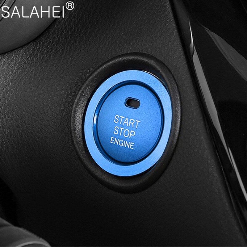 Aluminum Alloy One-click Start Button Decoration Sequin Ring Interior Styling Sticker For Toyota CHR C-HR: blue