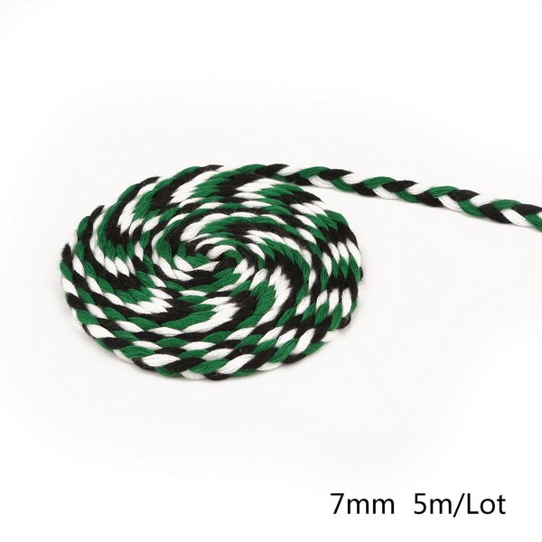 5 meter längd 7mm färgade polyestersnören flätat rep diy svart vit tjockt dekorativt rep garnlåda dekor hantverk: Färg 8