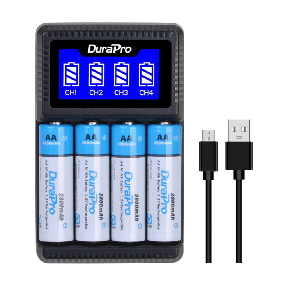 Durapro Aa Aaa Ni-Mh Ni-Cd Oplaadbare Batterij Lader Set Voor Aa Aaa Rekenmachine MP3 Speler, afstandsbediening, Speelgoed, Speaker,Camera