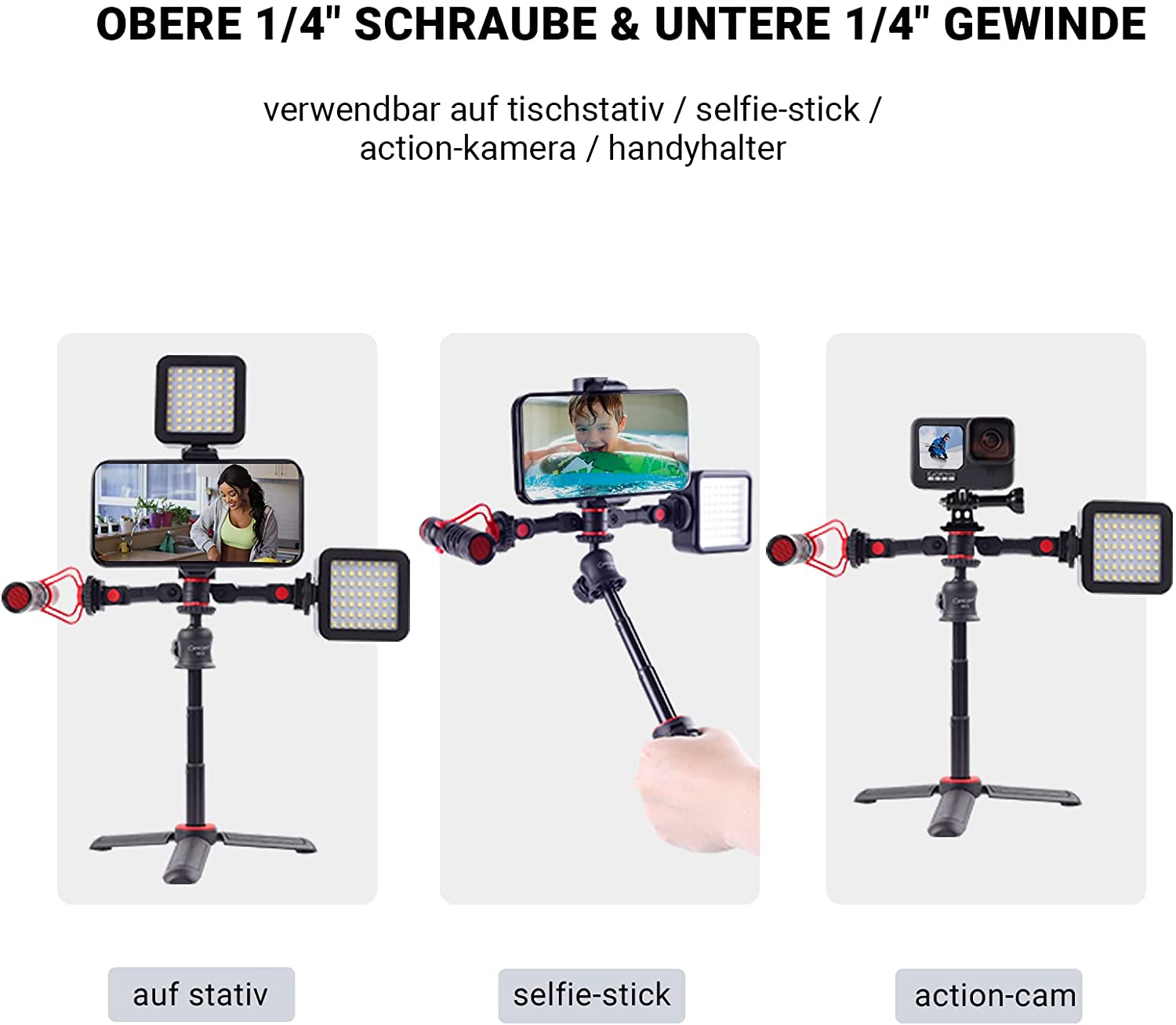 Cold Shoe Base Adapter Mount Extension Bracket Mount for Microphone LED Light Flash (360° Vertical Dual Cold Shoe)