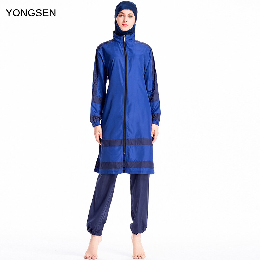 Yongsen 2022 Arabische Badpak Dames Hijab Burkinis Moslim Badmode Lange Mouwen Vrouwen Islamitische Muslimah Badpak Kleding