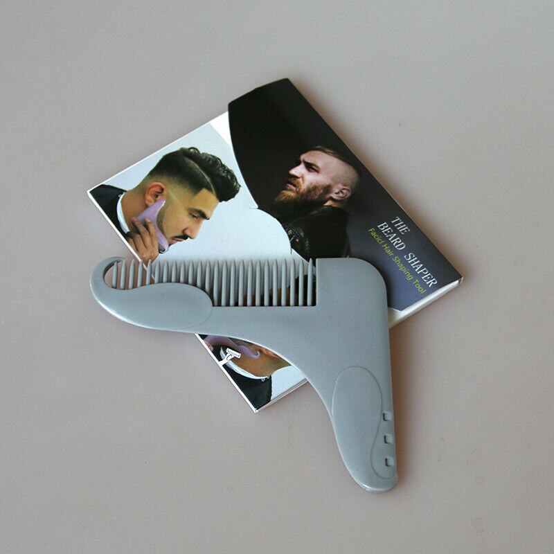 The Beard Bro-Beard Peigne saillant pour hommes, outil pour des lignes parfaites, coupe modèle T,: GRIS