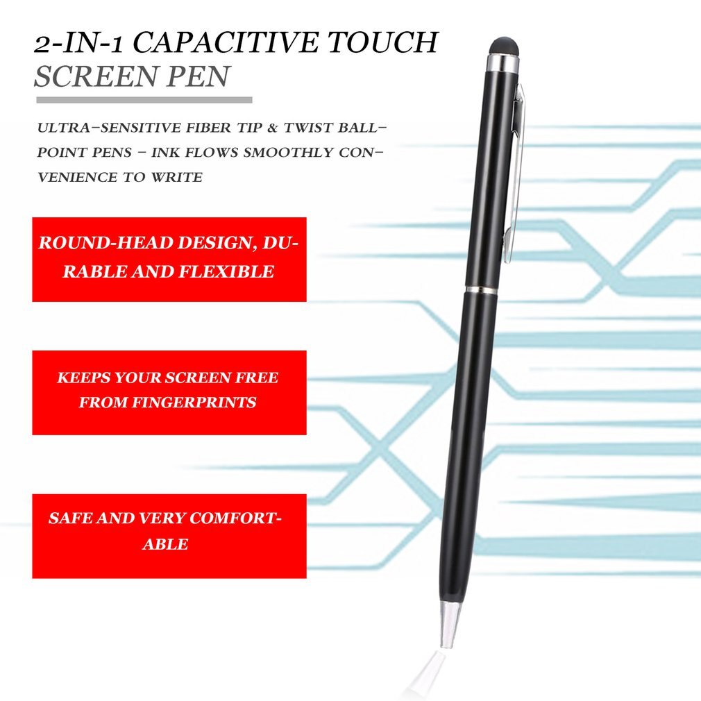 2 in 1 Multifunction Fine Point Round Thin Tip Touch Screen Pen Capacitive Stylus Pen For Smart Phone Tablet For iPad For iPhone