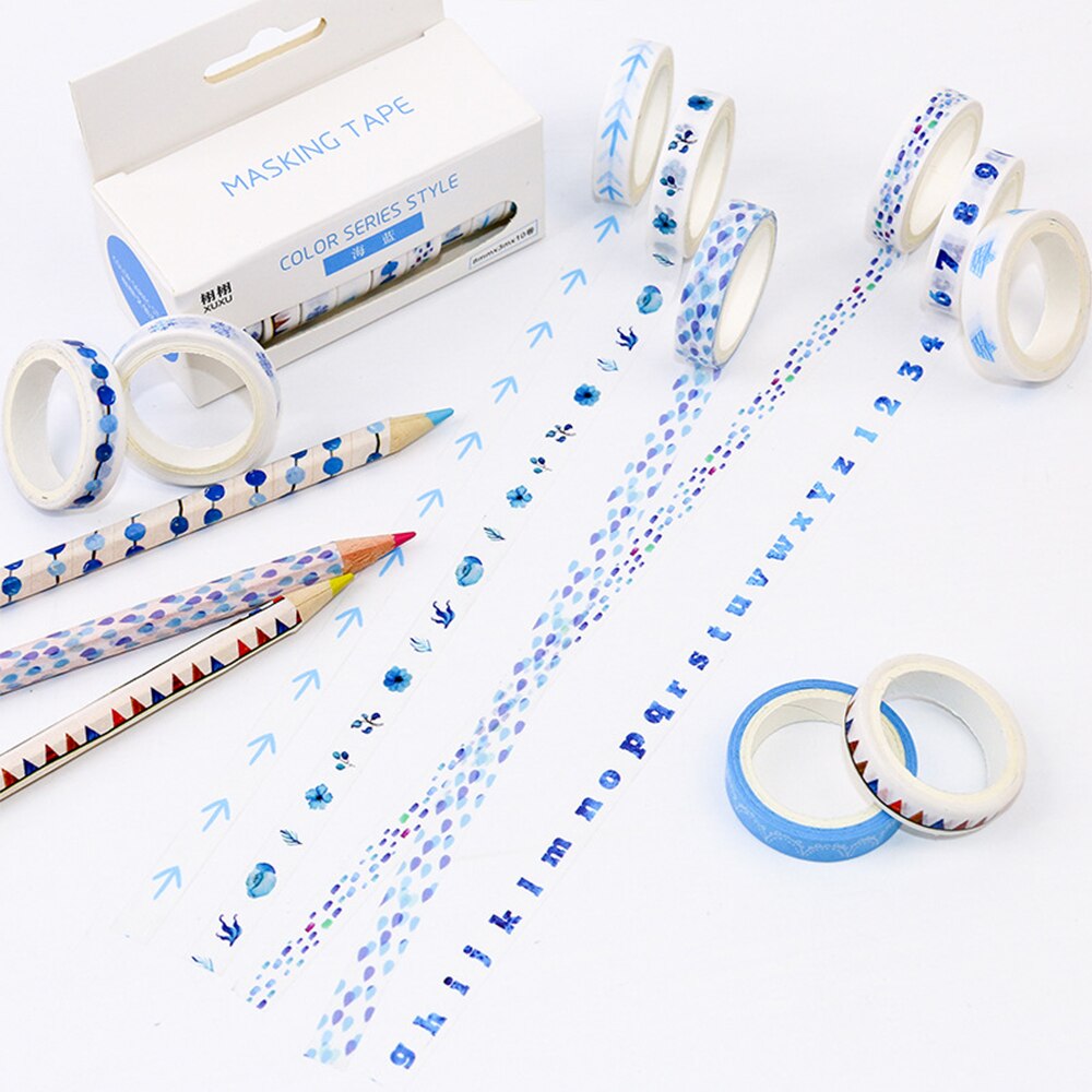 10Rolls Freash Washi Japanse Papier Tapes Afplakband Scrapbooking Tape Roll 8Mm 3 Meter/Roll Voor Diy decoratie Cadeaupapier