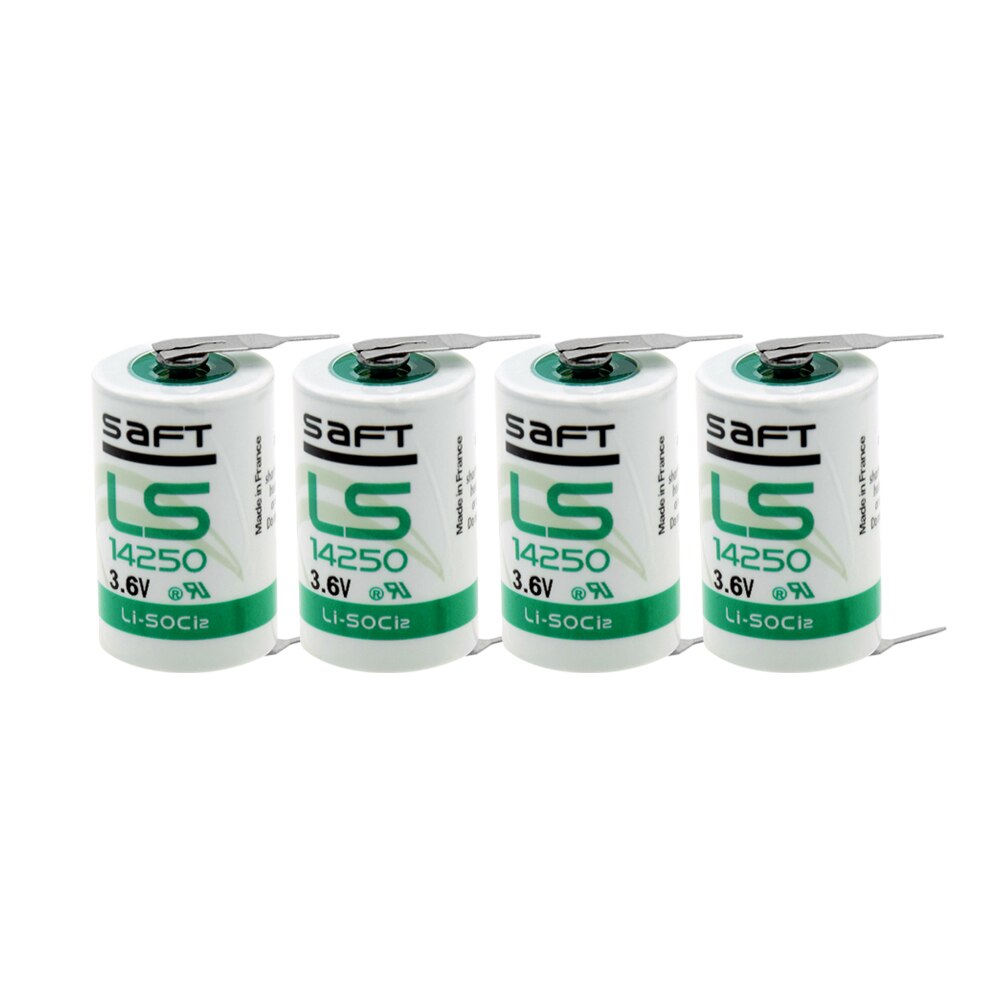 4Pcs LS 14250 LS14250 1/2 AA 1/2AA 3.6V 1200mAh PLC Lithium Battery R6 ER14250 Batteries For Water Meter With Pins
