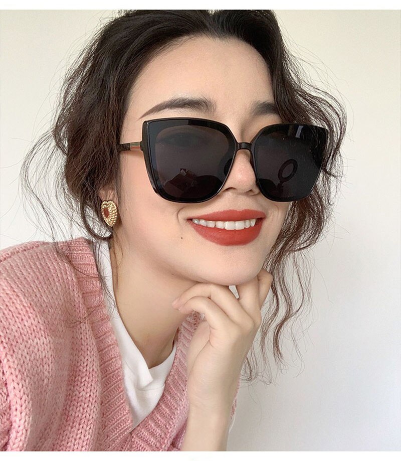 Gafas de sol de cara grande para hombre y mujer, lentes de sol de tendencia europea y americana, retro, con personalidad,: 1