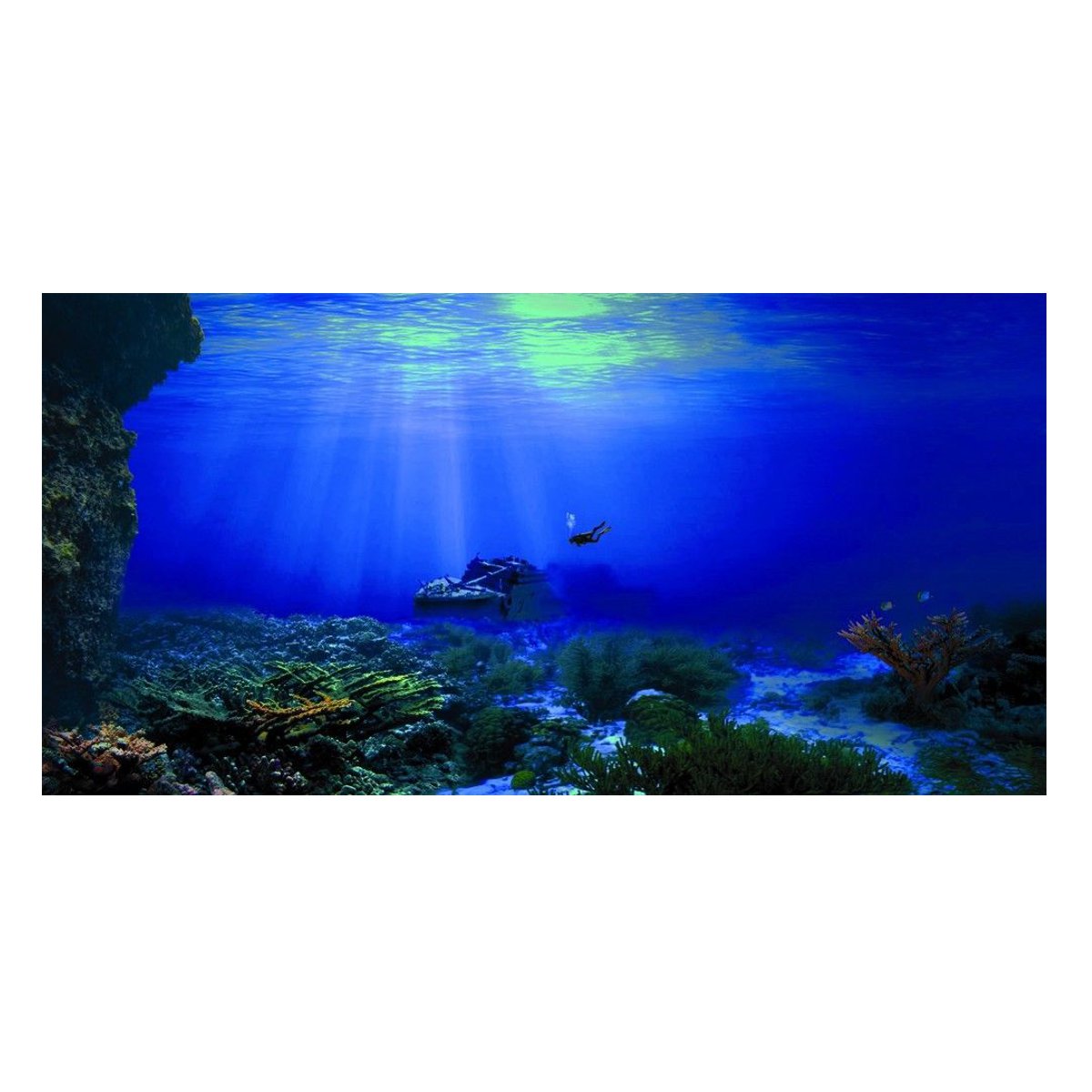 5 Size High Glossy Aquarium Background Seabed Wreck PVC Aquarium Background Poster Fish Tank Decorations Landscape Self Adhesive: 122 x 50cm