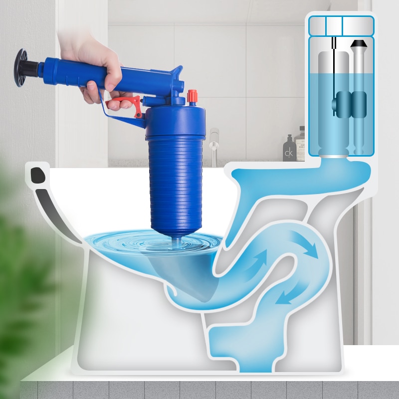 Air pressure drain cleaner sucker sewer cleaning brush kitchen bathroom toilet dredge plunger basin pipe plugging device set