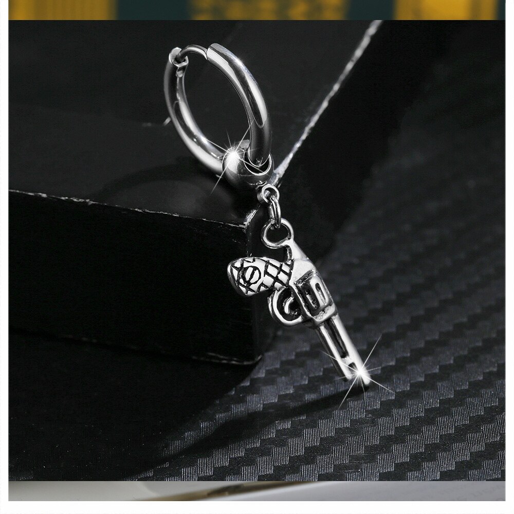 Vintage Skull Earrings for Women Goth Hoop Earrings Men Party Jewelry Aretes De Mujer Punk Piercing Stainless Steel Earrings