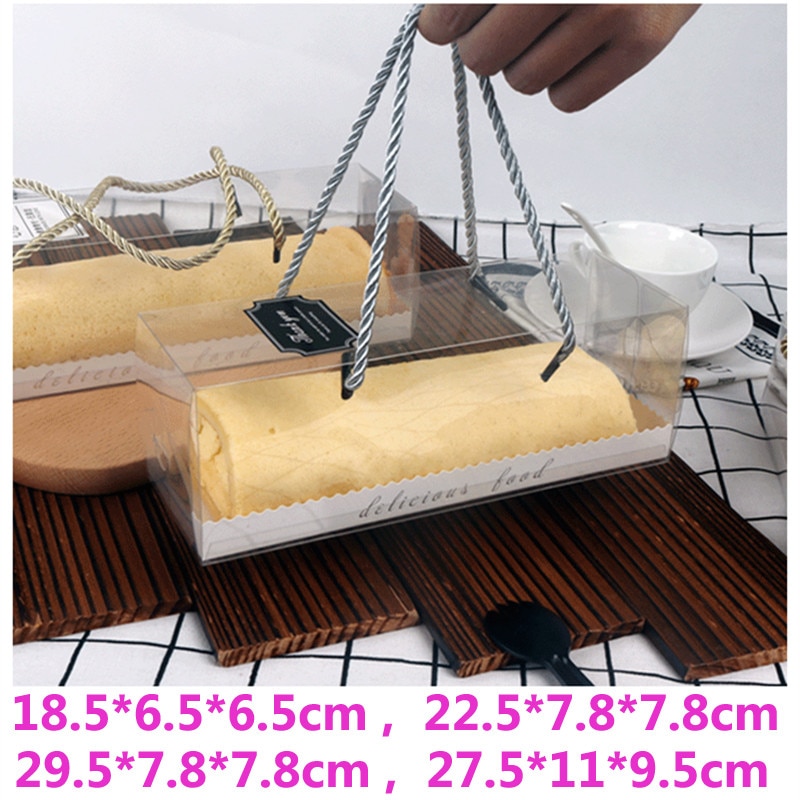 20set Clear Plastic Brood Cookies board houder Dozen voedsel taart swiss roll papier carrier verpakking muffins met papier pad handvat