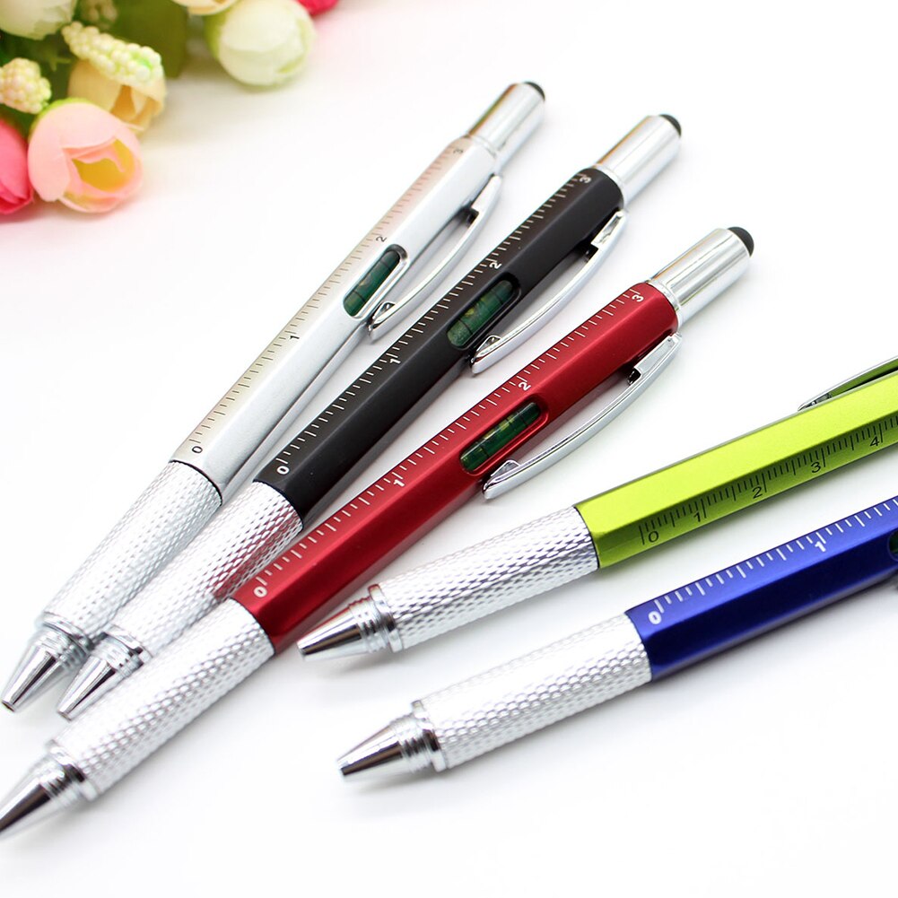 Multi-functional Level Ballpoint Pen Overvalue Handy Tech Tool Screwdriver Ruler Spirit Level Stationery Supplies Random