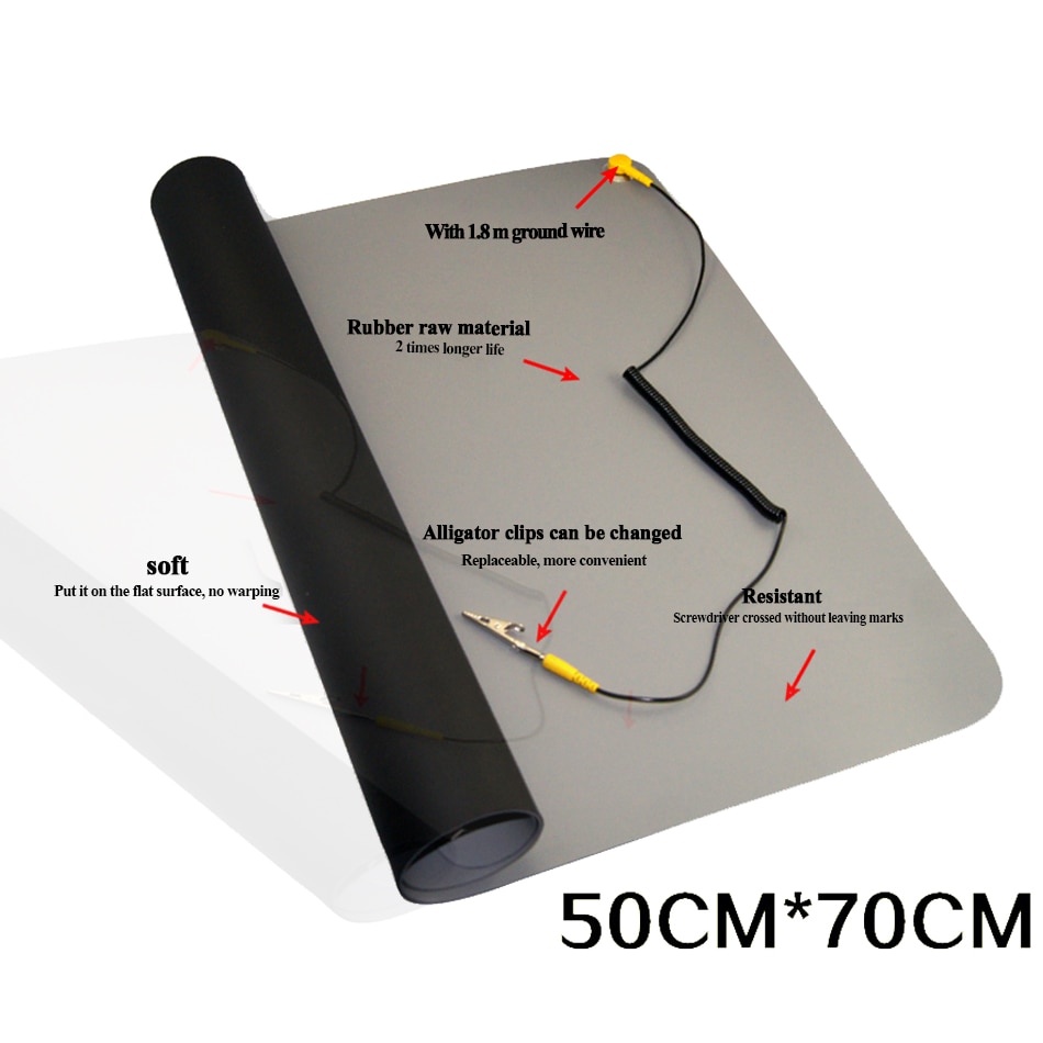 ESD Anti-static Big Desk Pad Maintenance Platform Ground wire ESD FOR Repair Work Mats 700 x 500mm