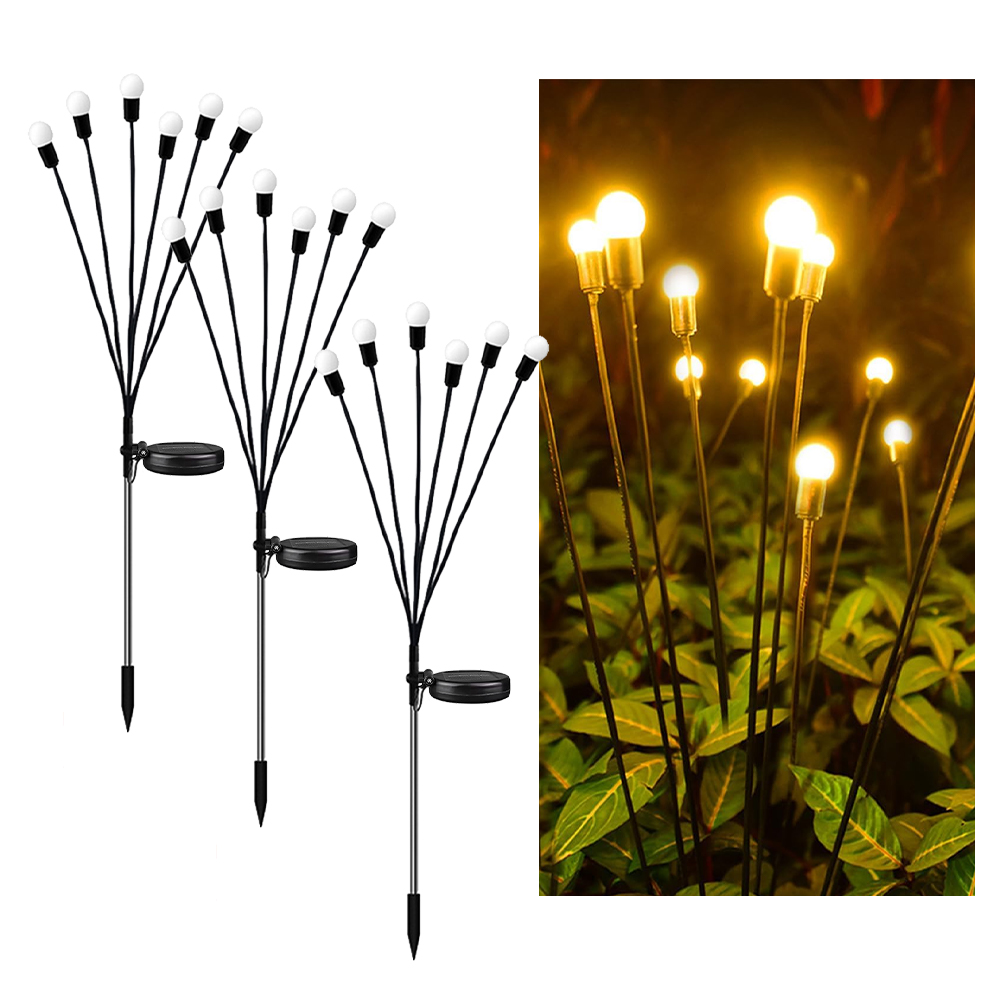 1pc stk . 6/8/10 led-pakke med solcelledrevne ildfluelys, opgraderede solcelledrevne havelys udendørs vandtætte solcelledrevne svajende landskabslys: Lysegul