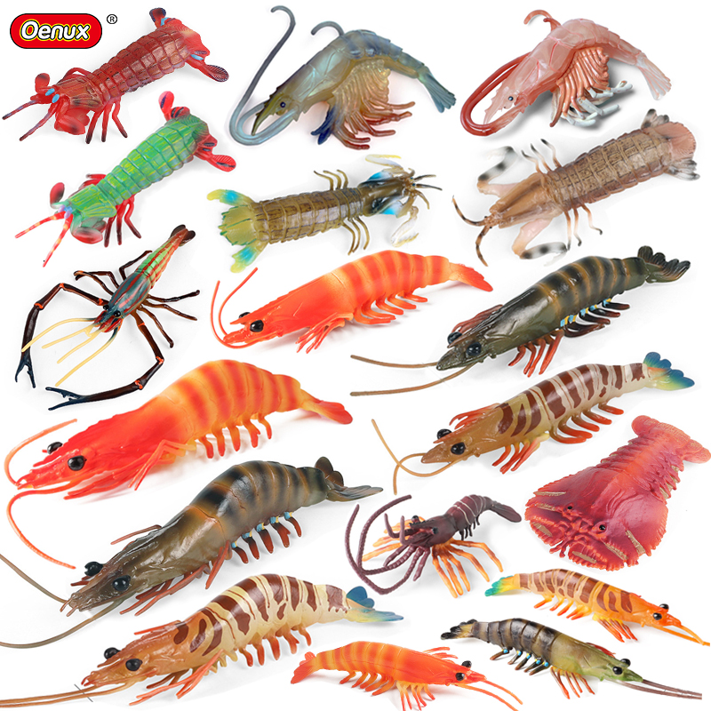Oenux havdyr simulering tigerrejer krebs rejer havliv modelfigurer actionfigurer samling legetøj til børn
