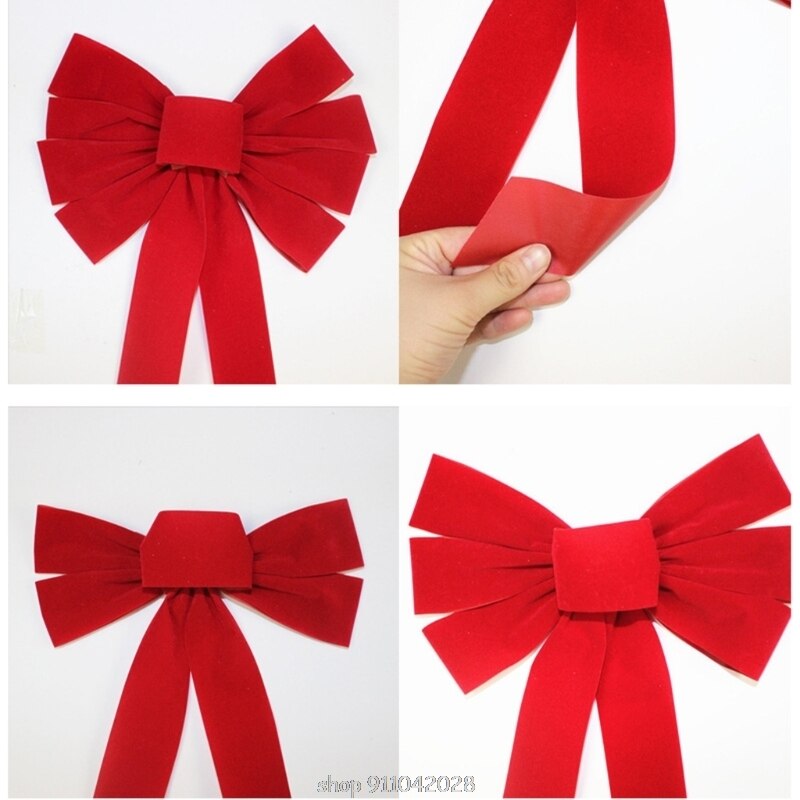 Red Bow Velvet Christmas Bows Hanging Xmas Bows for Christmas Wreaths Decoration or Tree Toppers D11 20