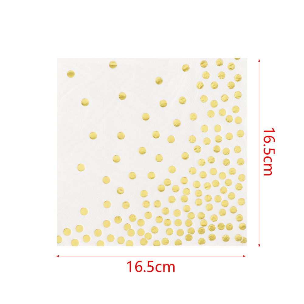 Servilleta de papel 20 piezas de papel rosa dorado con puntos para niños y niñas, servilletas decorativas para fiestas
