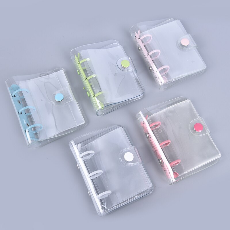 1pc étudiant Portable cahier reliure à anneaux Kawaii fournitures scolaires mignon Transparent 3 anneau Mini feuilles mobiles livre à main