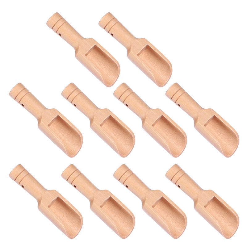 Wooden Round Handle Scoop Wood Teaspoon Milk Powder Scoops Small Salt Shovels Kitchen Mini Spoons