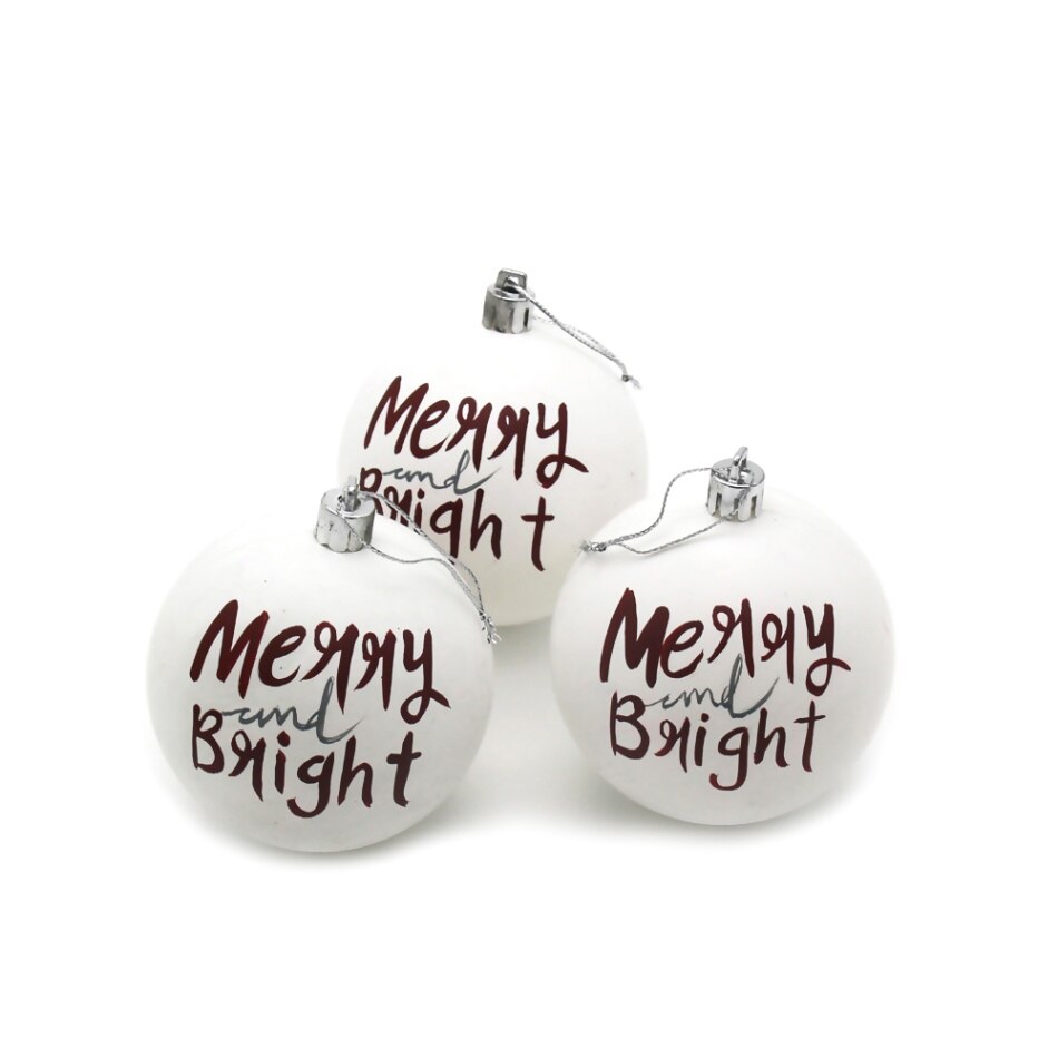 3Pcs Christmas Balls 6cm Baubles Christmas Tree Decorations Matte White Balls Christmas Tree Hanging Ornament Party Supplies: Style 4