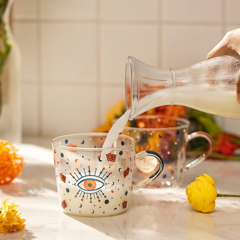500ml Kreative Skala Glas Becher Frühstück Espresso Coffe Tasse Wein Gläser Haushalt Paar Wasser Tasse Sonnen Auge aufbringen Getränk