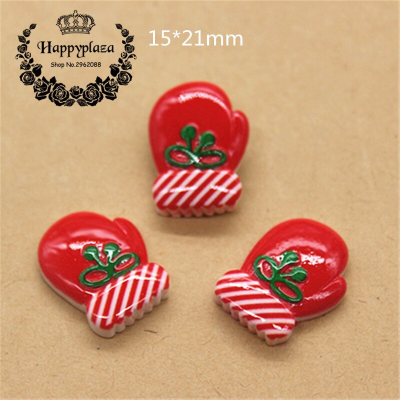 20pcs Resin Christmas Reindeer/Santa Claus/Tree/Bell/Snowman/Wreath/Sock/Glove Miniature Art Supply Decoration Charm Craft,: No.11 golve