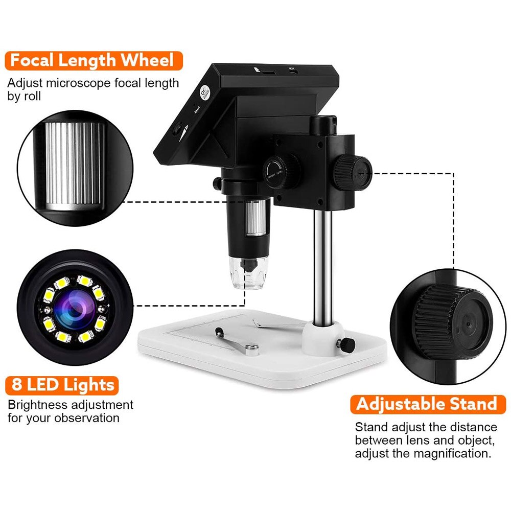 1000X Mega Pixels 4.3 inch LCD Digital USB Microscope Microscopio Magnifier Electronic Stereo USB Endoscope Camera