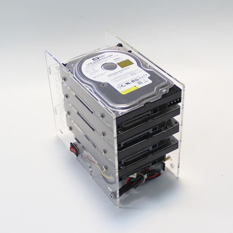 DIY hard disk expansion bracket HDD 3.5 NAS 4 disk External racks support power supply transparent acrylic rack