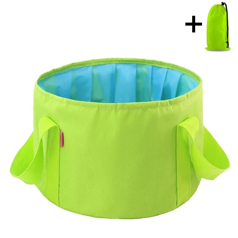 GOALONE 15L Inklapbare Voet Wastafel Draagbare Duurzaam Camping Water Emmer Opvouwbare Reizen Voetbad Wastafel met Draagtas: green