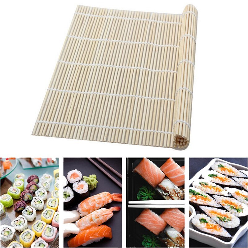 10Pcs/Set DIY Sushi Maker Kit Kitchen Sushi Tool Making Machine Roller Rice Mold Sushi Vegetable Meat Rolling Gadgets: 1 mat