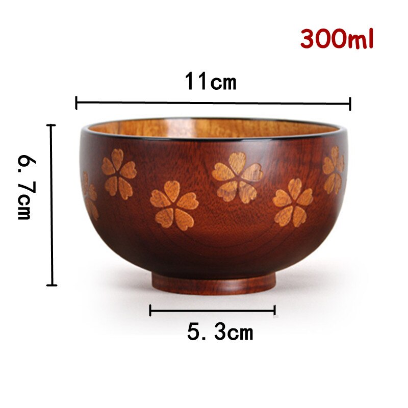 Bol à soupe en bois de style mongol pour enfants, 300ML, bols à nouilles et à riz, en bois naturel, de Style ethnique, Original, vaisselle: Sakura