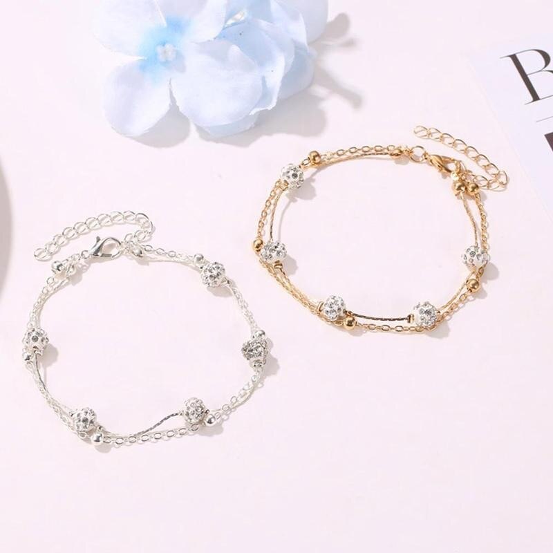 Double Plage Cheville Or Argent Couleur D'été Plage Pied jambe Feminin Sandales Pieds Nus cheville Accessoires Bracelet R1W6