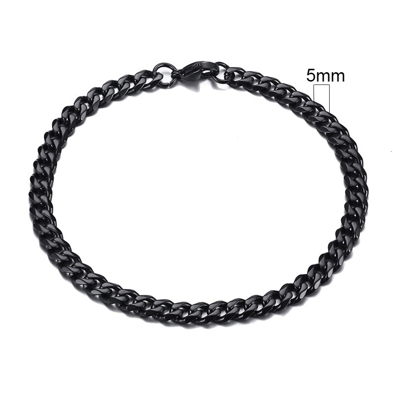 Vnox Heren Eenvoudige 3-11mm RVS Curb Cubaanse Link Chain Armbanden voor Vrouwen Unisex Pols Sieraden
