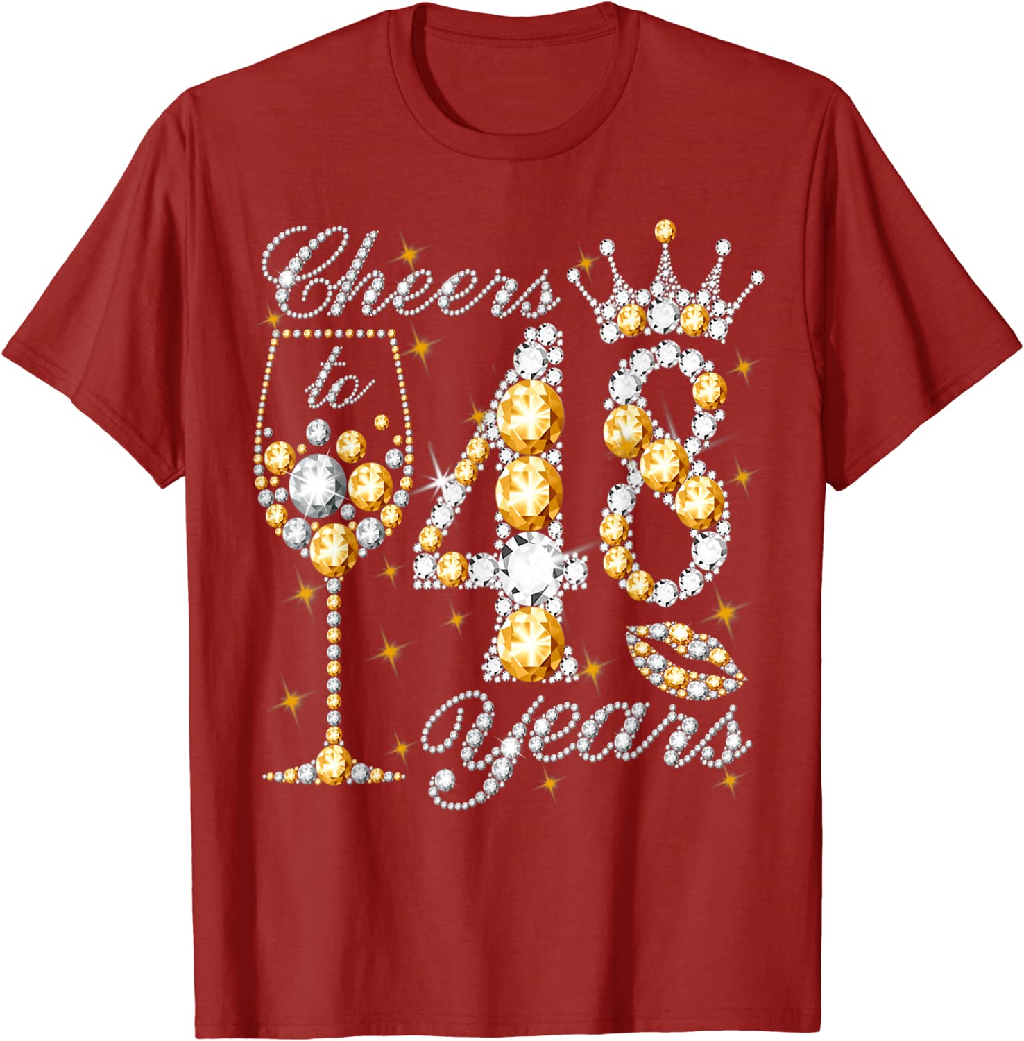 Proost Op 48 Jaar Oud Gelukkig 48th Verjaardag Koningin Drinken Wijn T-shirt Moederdag Vrouw Mama Gezegden Citaat grafische Tee Tops: XXL / Rood