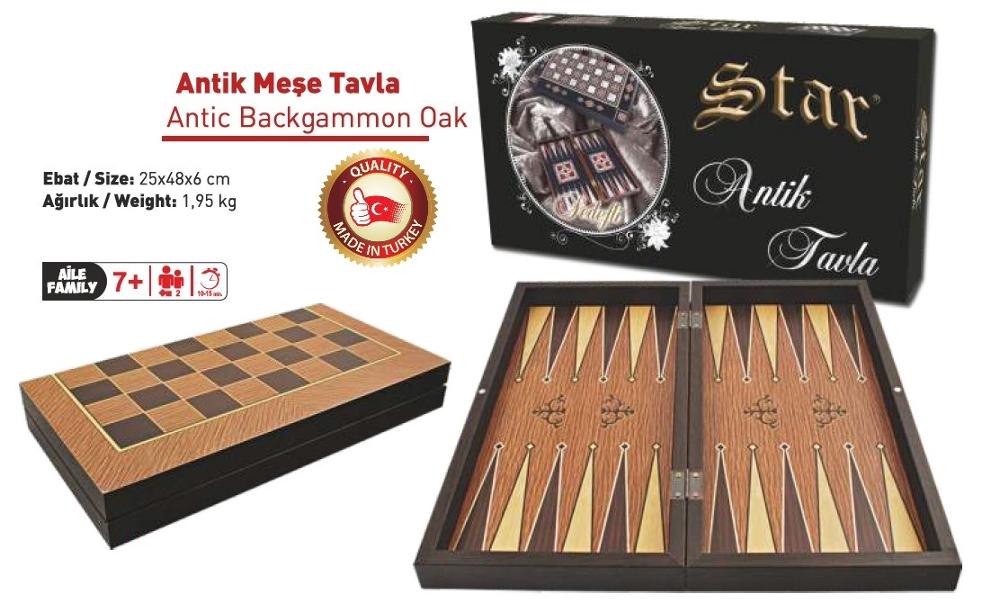 Backgammon Chess Set Checkers Draughts Fantastic Orient Luxury Antique Oak Wooden Turkish Entertainment Board Game