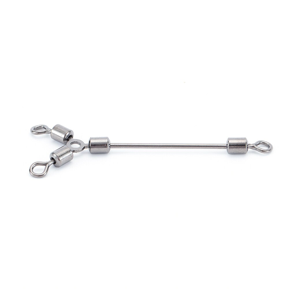 Rodamientos giratorios largos de 3 vías, anillos giratorios sólidos, Conector de gancho de acero giratorio, accesorios de gancho de pesca para barco de mar, 10 Uds.