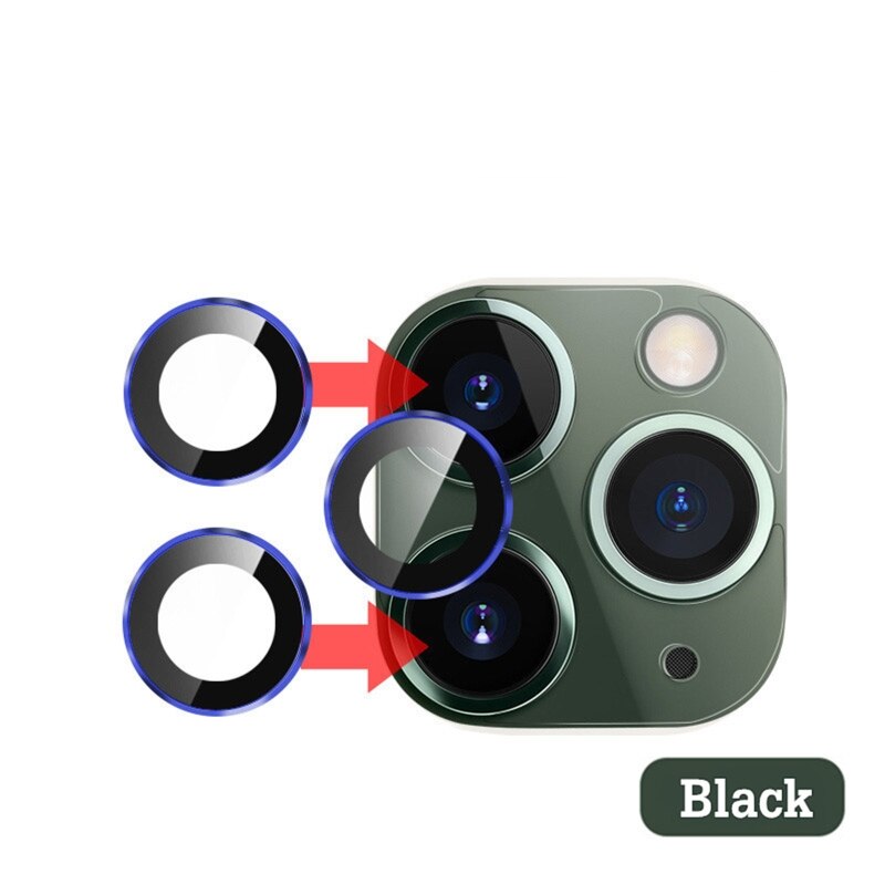 Câmera traseira protetor de tela de vidro + anel de lente de metal para-iphone 12/11 pro max câmera tela protctor para-iphone 12/11 caso: 4NB403243-BL-2