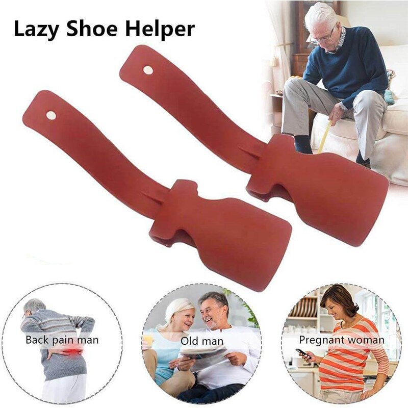2Pcs Lazy Unisex Slijtage Schoen Hoorn Helper Schoenlepel Op En Schoen Stevige Slip Aid: 2PCS Red
