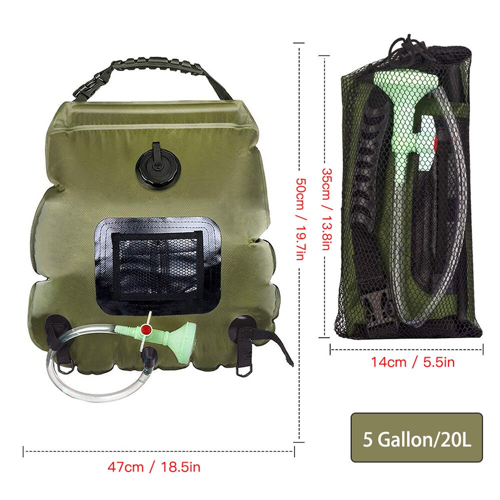 20L Water Tassen Outdoor Camping Douche Bag Solar Verwarming Draagbare Vouwen Wandelen Klimmen Bad Apparatuur Douchekop Schakelbare