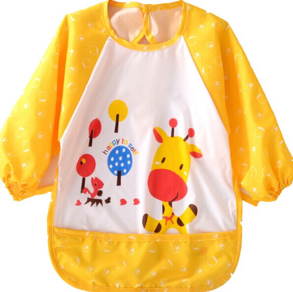 1pc mignon bébé bavoirs imperméable à manches longues tablier enfants alimentation Smock bavoir Burp chiffons vêtements doux manger enfant en bas âge vêtements: D