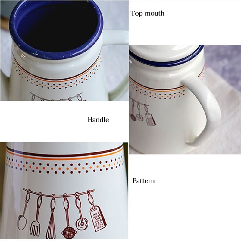 1100ML Japanese Pour Over Drip Coffee Kettle Enamel Heatable Water Tea Pot Pitcher Cafetera Barista Milk Jug For Induction Gas