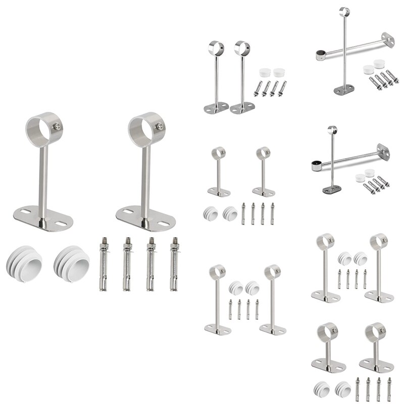 Ceiling-Mount Bracket, Wardrobe Pipe Bracket, Wardrobe Rod Lever Support Holder Pipe Flange Socket 2Pcs