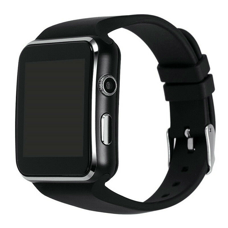 Reloj inteligente Bluetooth de para hombre X6, reloj inteligente deportivo con cámara, compatible con tarjeta SIM, Whatsapp, en Facebook: Black