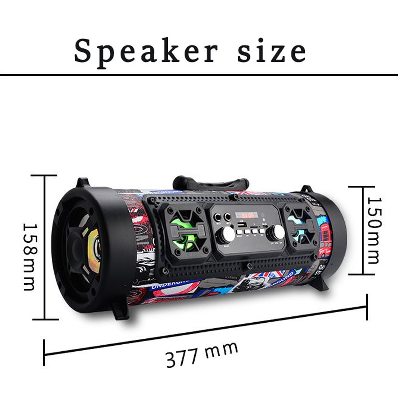 Altavoz portátil grande, altavoz Supergraves con Bluetooth para ordenador de alta potencia, Subwoofer de 15W, caja Boom de centro de música con USB AUX FM
