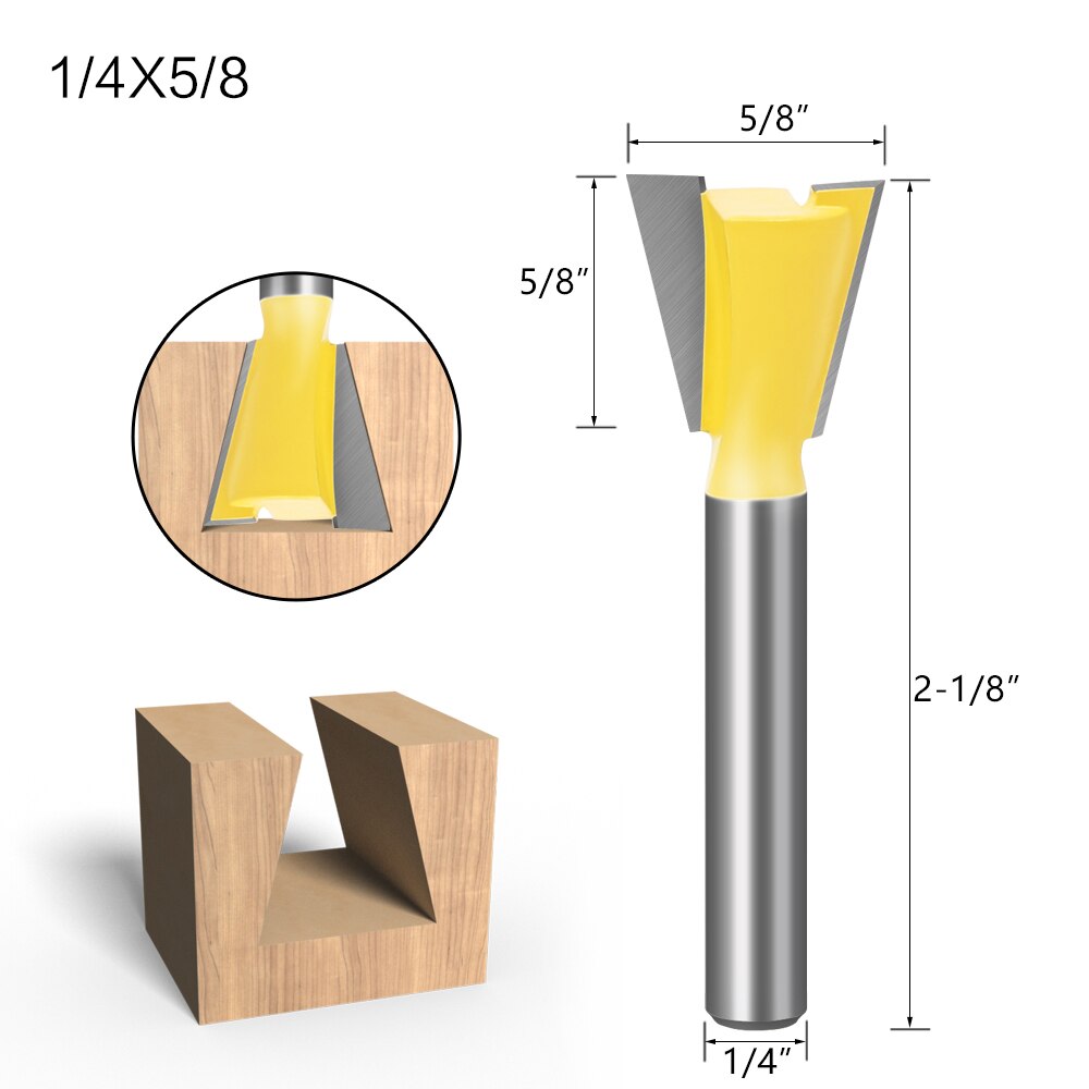 6pcs 6mm Shank 1/4 Dovetail Joint Router Bits Set 14 Degree Woodworking Engraving Bit Milling Cutter for Wood: 6.35X15.9