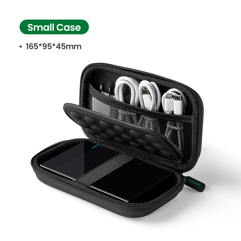 UGREEN – étui de rangement pour disque dur externe de 2.5 pouces, sacoche de voyage pour disque dur SSD Portable, pour batterie externe: Black