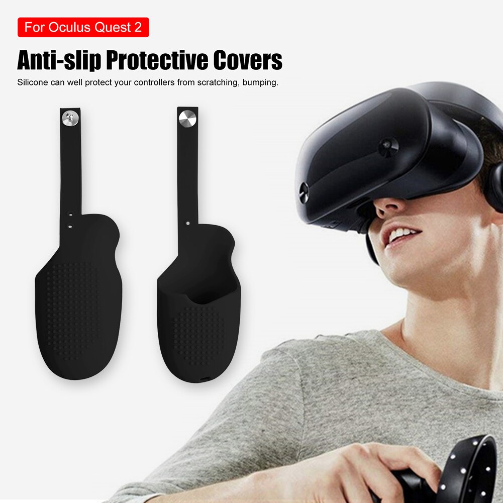 Funda protectora para Oculus Quest 2 VR Touch Controller, funda de silicona con asa para la piel, correa para nudillos, accesorios para Quest2