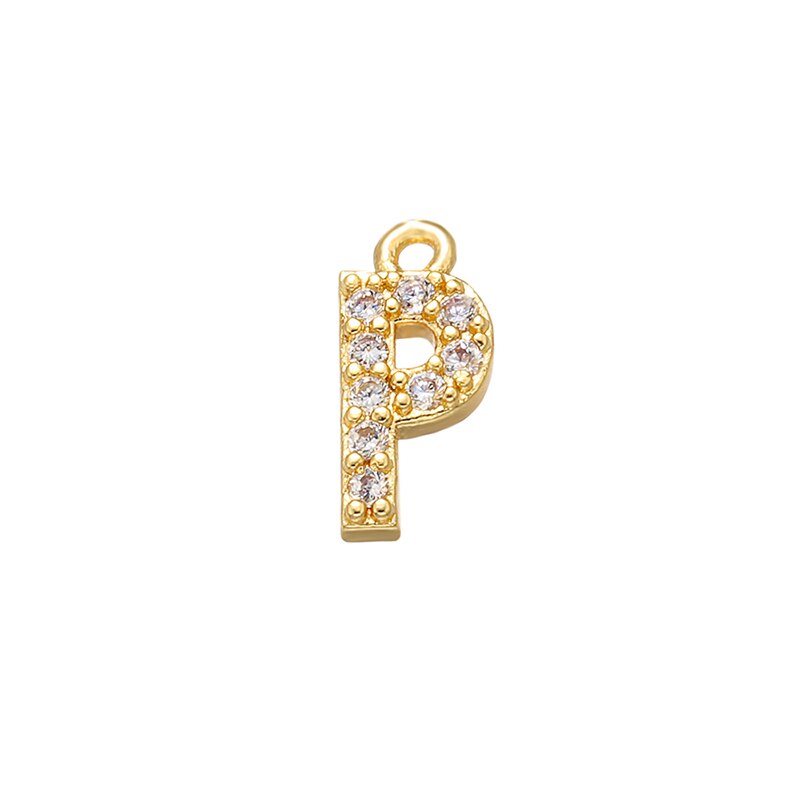 ZHUKOU 8x8.5mm ottone Cubic Zirconia cristallo 26 lettera pendenti con ciondoli per donna collana orecchini accessori gioielli modello: VD545