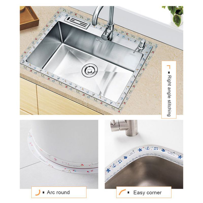 Kitchen Self-Adhesive Sink Waterproof Strip Caulk Strip PVC Waterproof Sealing Tape Floor Wall Edge Protector