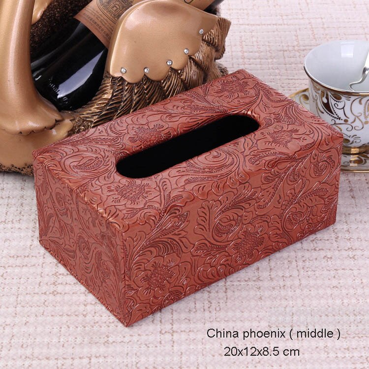 modern rectangular cute tissue box cover car tissue box holder dispensador papel paper dispenser wooden tissue box 519: middle China phoenix